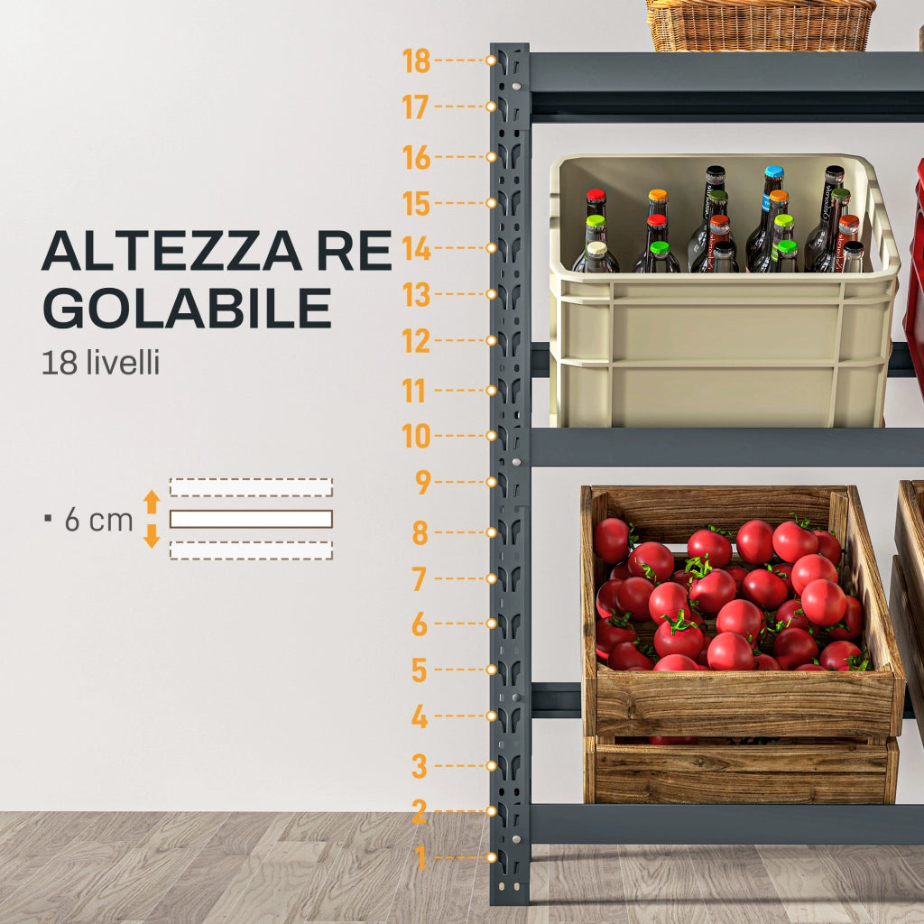 Scaffale per Casse di Bevande a 3 Livelli ¨C Zephmum ¨C Grigio 110x30x110 cm