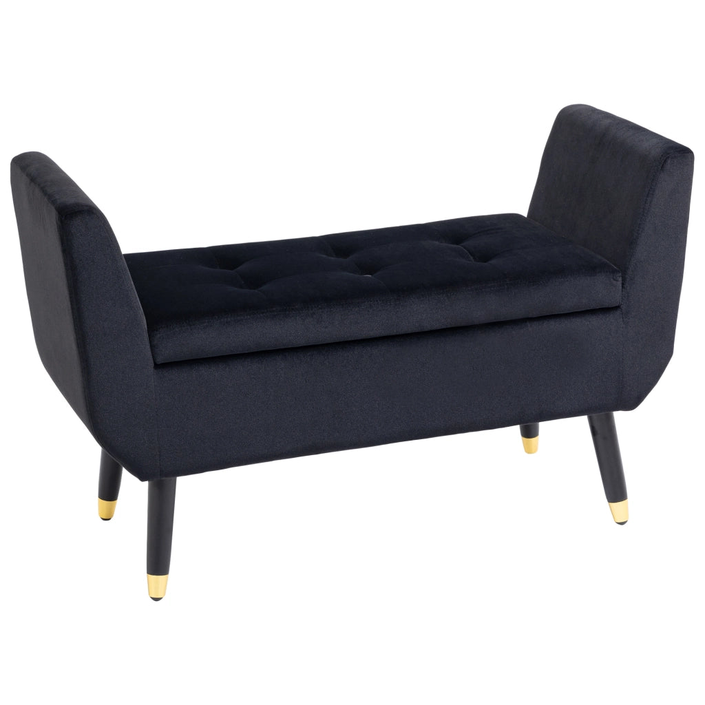 Divanetto con cassetti e braccioli in velluto ¨C zephmum ¨C Nero 107x42x65 cm