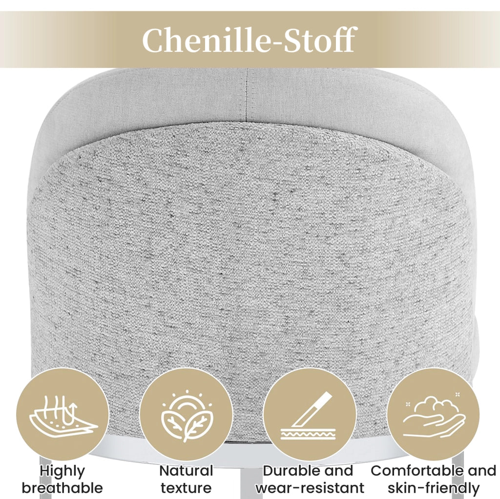 SEDIA Set da 6 pezzi in Chenille Grigio con Gambe in Metallo Argento
