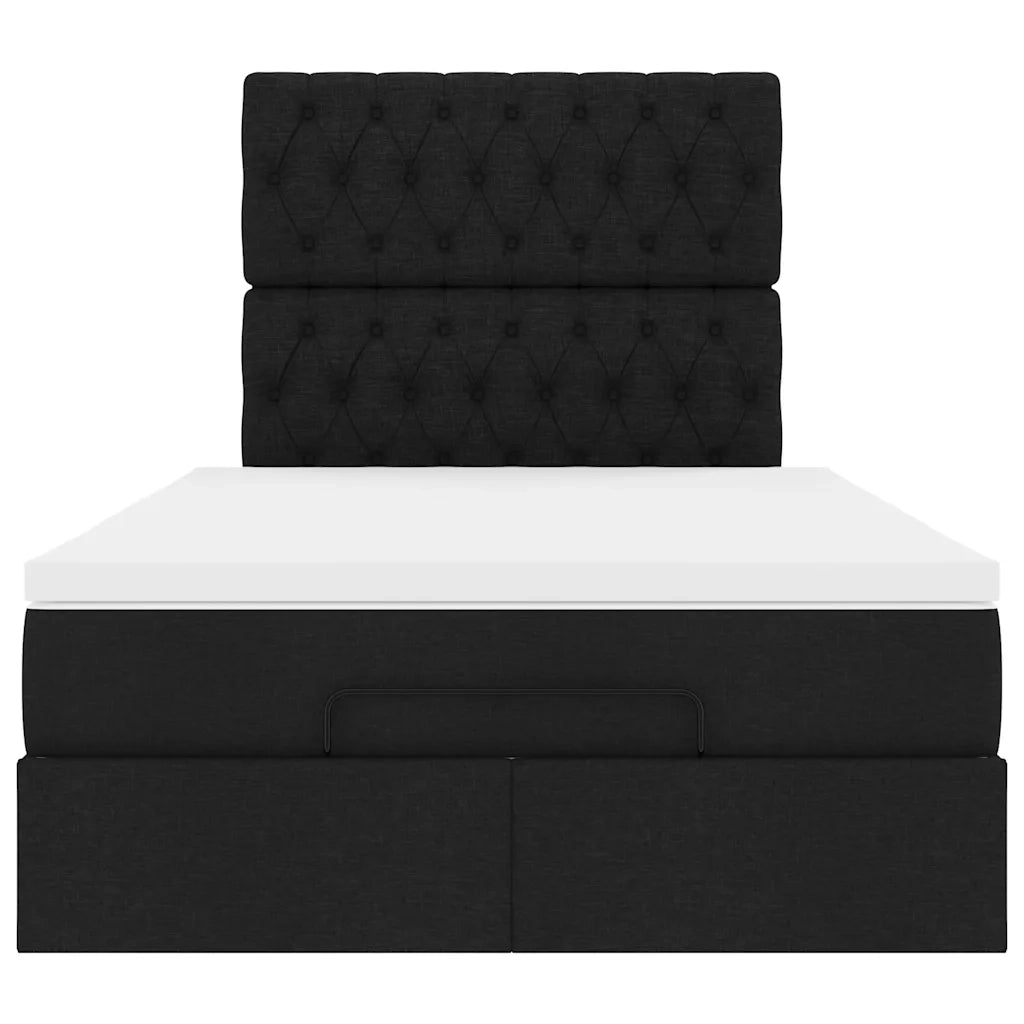 Struttura Letto Pouf con Materasso Nero 120x200 cm in Tessuto 3314081