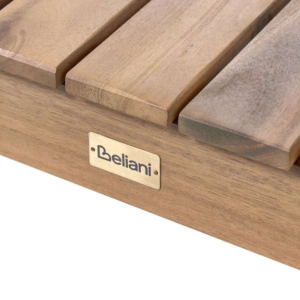Panchina da giardino marrone chiaro in legno di acacia certificato 155 cm piano rettangolare stile rustico da esterno