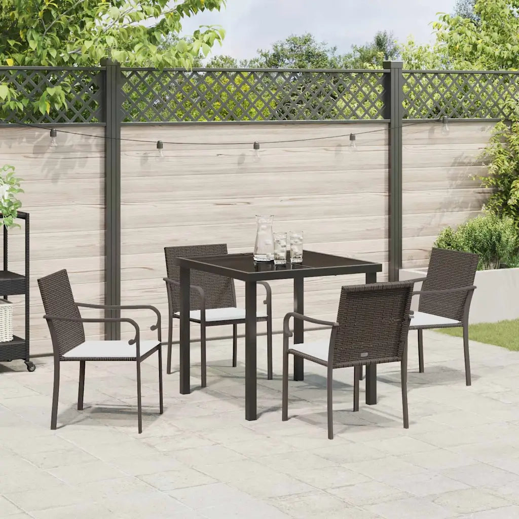 Set da Pranzo per Giardino 5 pcs Marrone e Nero Rattan in PE 3379045