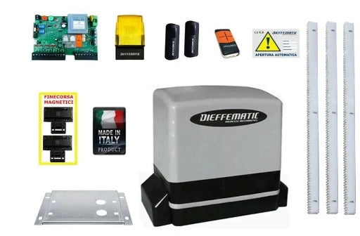KIT MOTORE AUTOMAZIONE CANCELLO SCORREVOLE AUTOMATICO 3 MT CREMAGLIERA ZINCATA