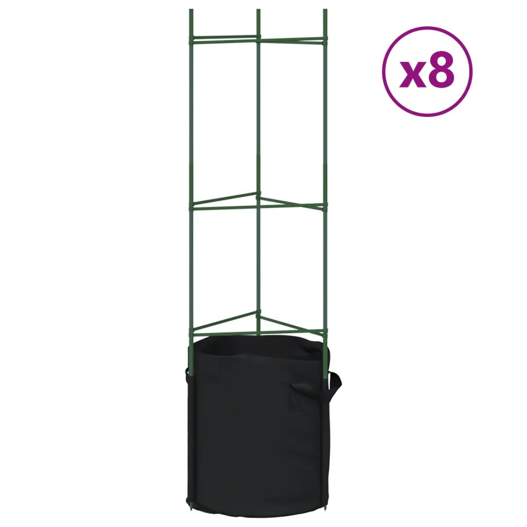 vidaXL Sostegni Pomodori con Sacchetti Piante 8pz 116 cm Acciaio e PP