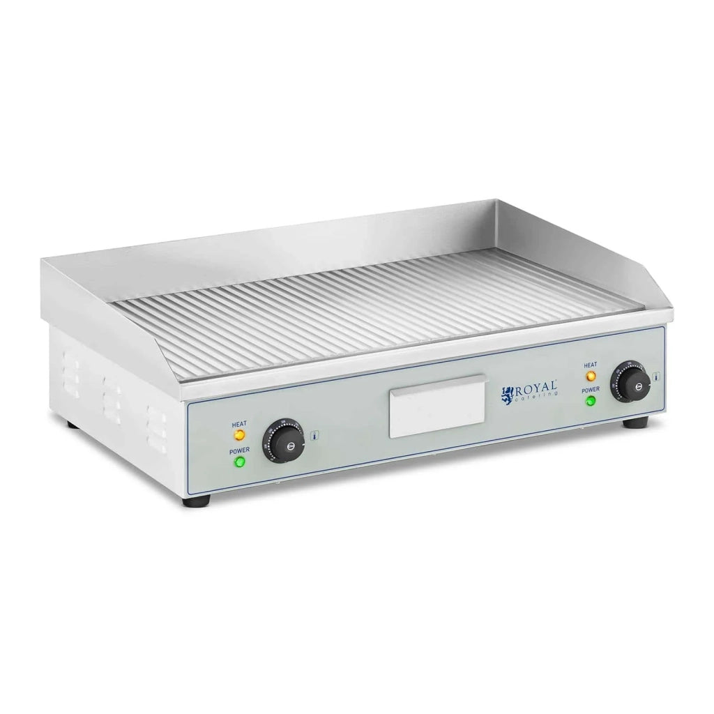 Piastra elettrica professionale da tavolo con superficie scanalata (dimensioni piastra di cottura: 400 x 730 mm 2 x 2200 watt 50 - 300 °C piastra in ferro) 14_0004051