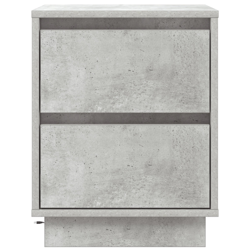 Comodino con luci LED grigio cemento 39x34.5x50 cm