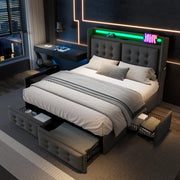 letto imbottito cotone lino grigio 180x200 cm
