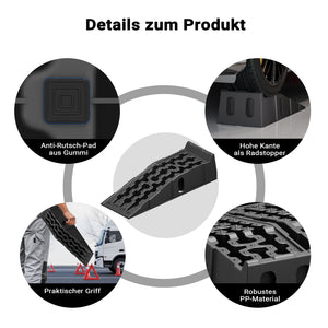 Set 2 Cunei per Camper Auto, 90,5x30x21,5cm, max 5 t, materiale antiscivolo in PP, per livellamento veicolo