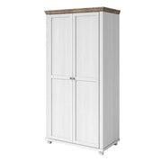 Armadio 110x220 con 2 porte. Colori bianco e rovere. Collezione ASSIA