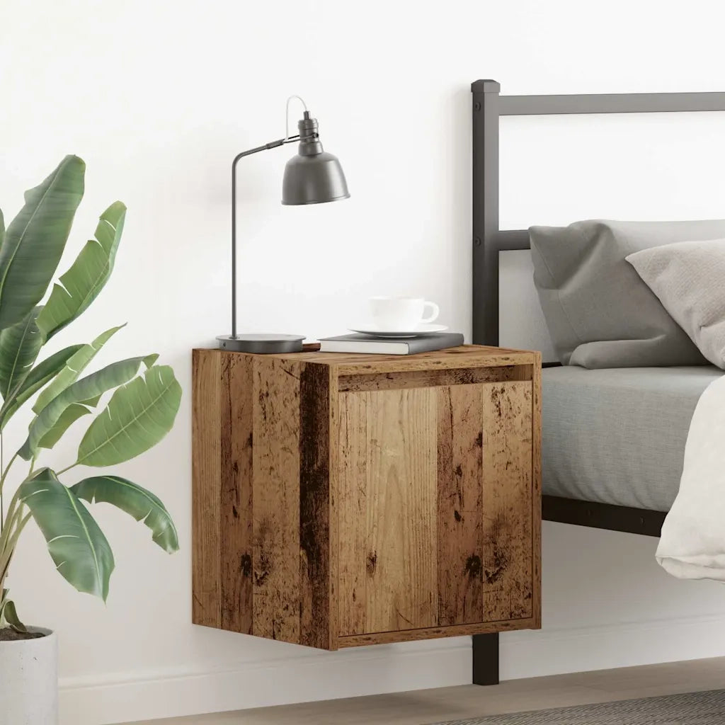Comodino a Muro-Tavolino da notte sospeso Legno Antico 38x34x40 cm 474867