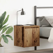 Comodino a Muro-Tavolino da notte sospeso Legno Antico 38x34x40 cm 474867