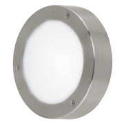Plafoniera Esterno Moderno Vento 2 Acciaio Argento Policarbonato Bianco Led