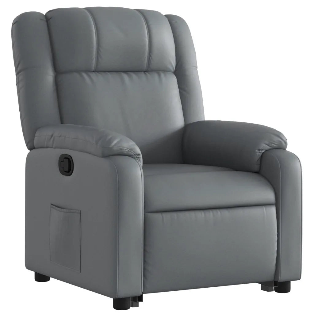 Poltrona Alzapersona Reclinabile Grigio in Similpelle 3205153