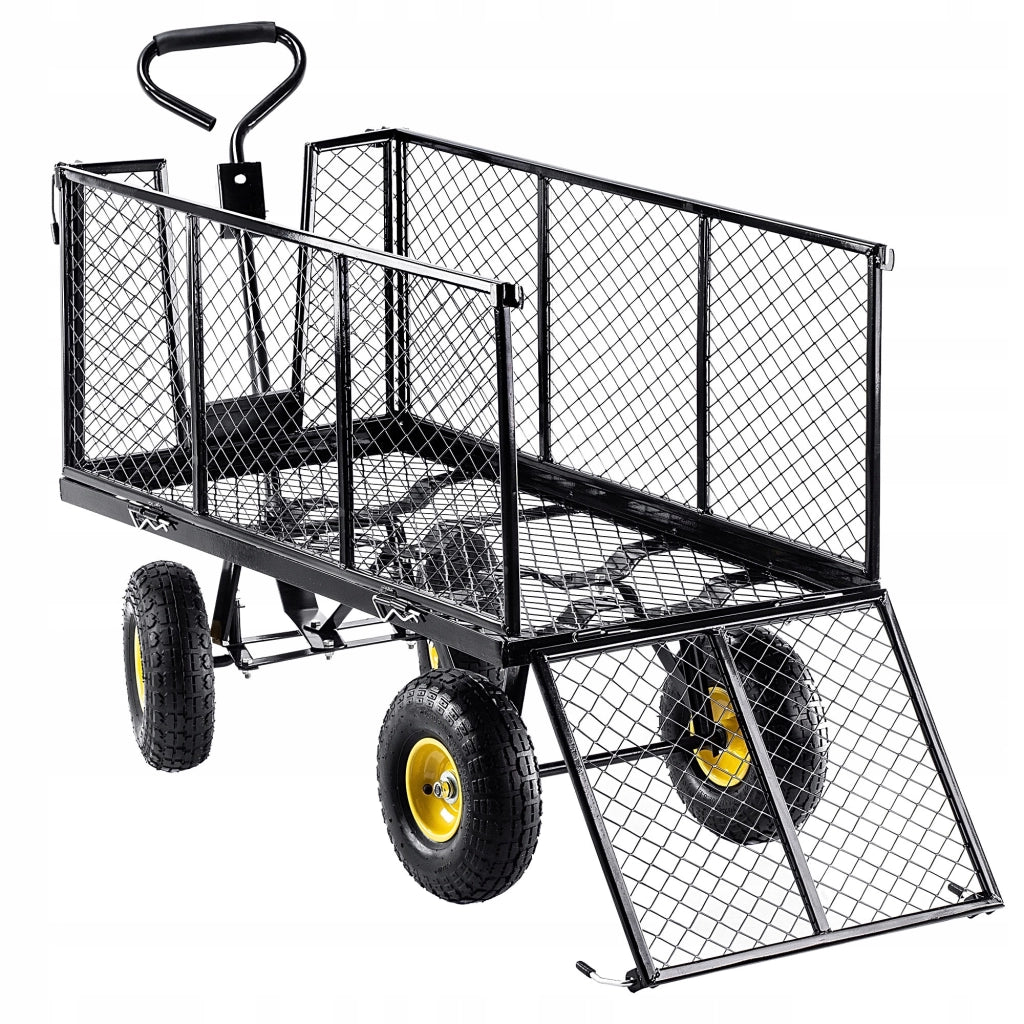 Carrello da giardino KADAX con carriola, rimorchio per trasporto, portata 450 kg, con telone, grande.