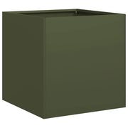 Fioriera | Cassetta per fiori | Vaso Verde Oliva 40x40x40 cm in Acciaio Laminato a Freddo