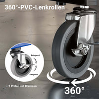 Sgabello da officina con ruote e cassetto per attrezzi, portata 150 kg, 6 scomparti intercambiabili, sgabello da lavoro con ruote