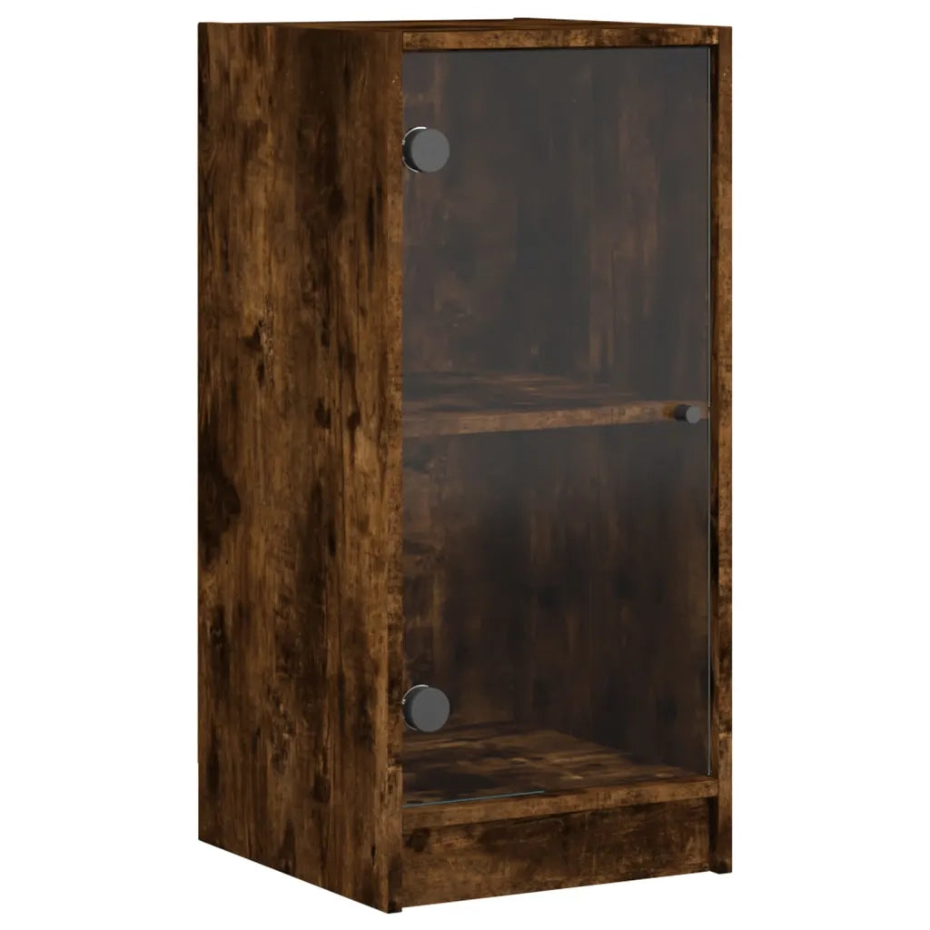 Mobile con Ante in Vetro Rovere Fumo 35x37x75,5 cm CFW7408267