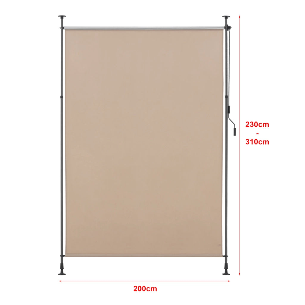 Schermo Verticale Cimarra da Balcone con Pali Telescopici Tenda Parasole Larga 200 cm color Sabbia pro.tec