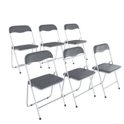 Set da 6 Sedia Pieghevole Slim Opaca in Metallo Sedie Salvaspazio per Ufficio Casa Campeggio Salotto Cucina In Ecopelle con Comoda Seduta Imbottita 78 x 44 x 44 cm Grigio