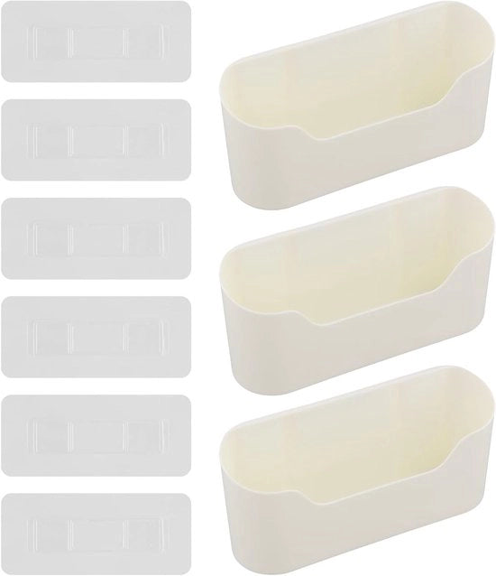 Set di 3 Cesti in Pelle Autoadesivi per Cucina, Bagno e Frigorifero - Ideali per l'Organizzazione e la Riserva di Spazio