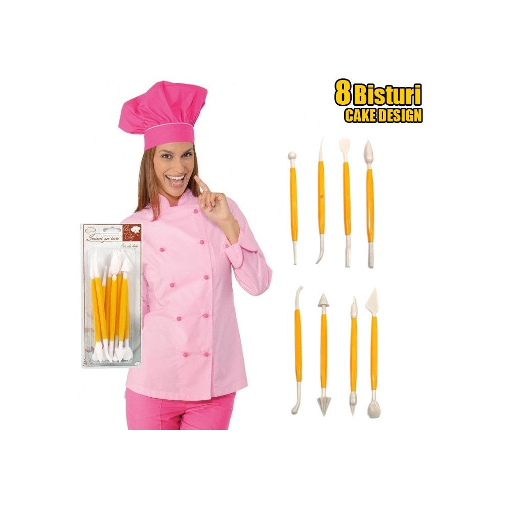 Trade Shop - Set Di 8 Attrezzi Bisturi Per Modeling Cake Design Torta Dolce Pasta Di Zucchero -
