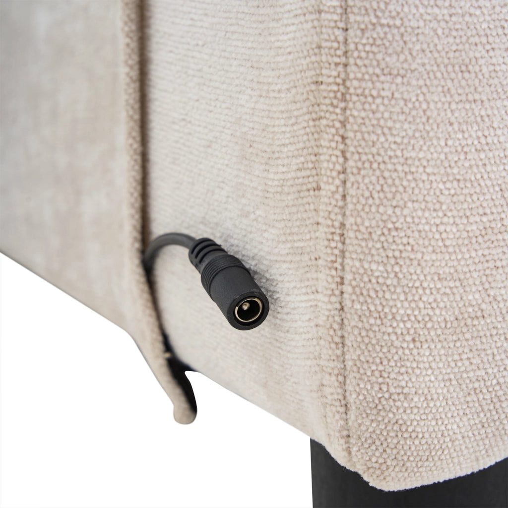 Divano Angolare 3 Posti con USB, Porta Type-C, Pouf Modulare e Portabicchieri, in Lino, Beige