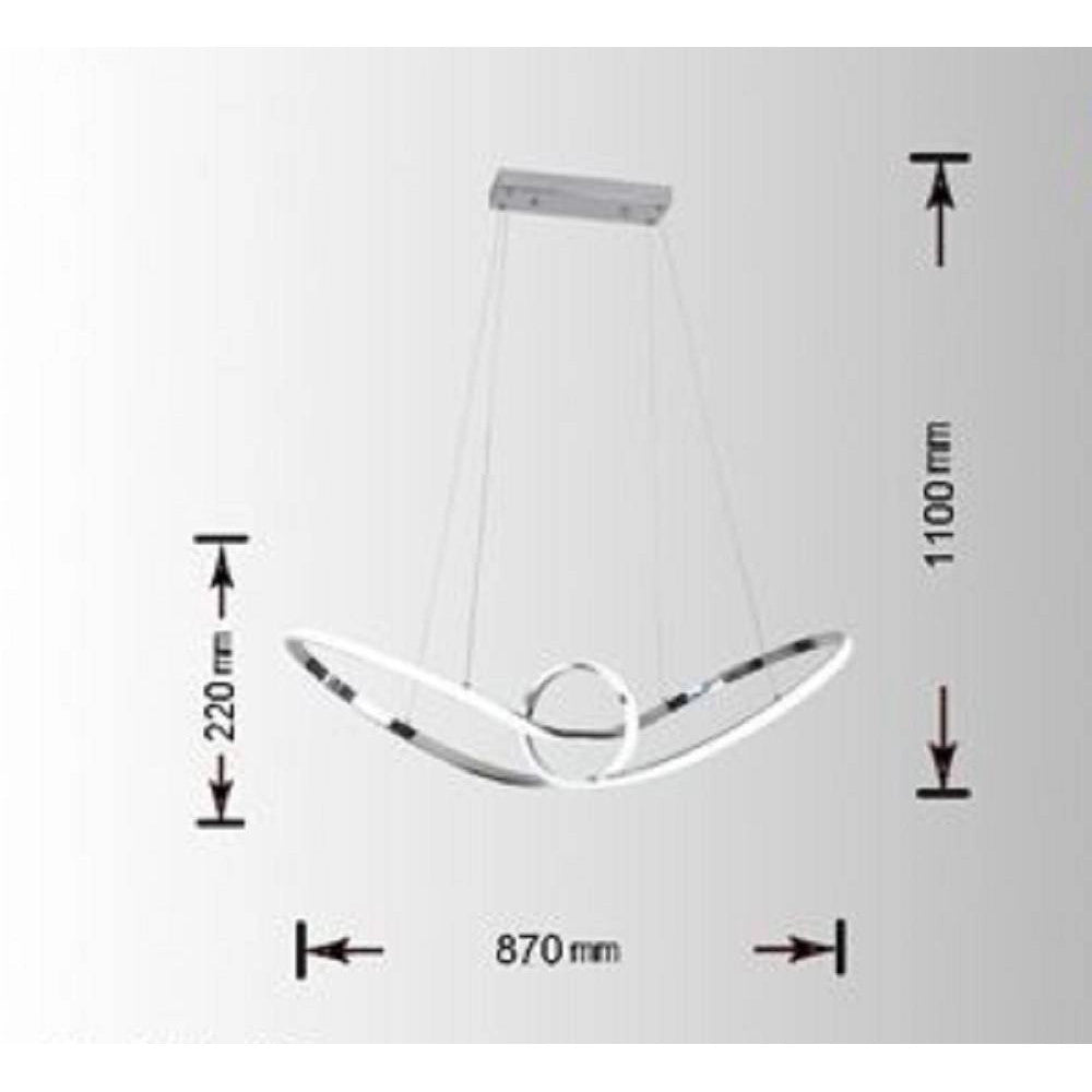 Trade Shop - Lampadario Led Moderno Argento A Sospensione 38 Watt Luce 6500k 4000k 3000k A07 -