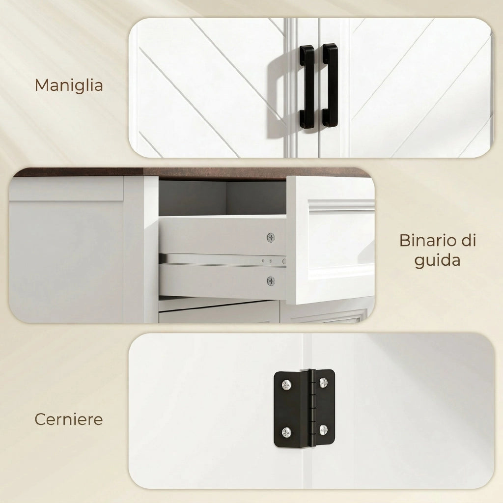 Credenza Rustico Moderno con 2 Ante e Ripiano Regolabile ¨C Minimal ¨C Legno Marrone 80x40x90