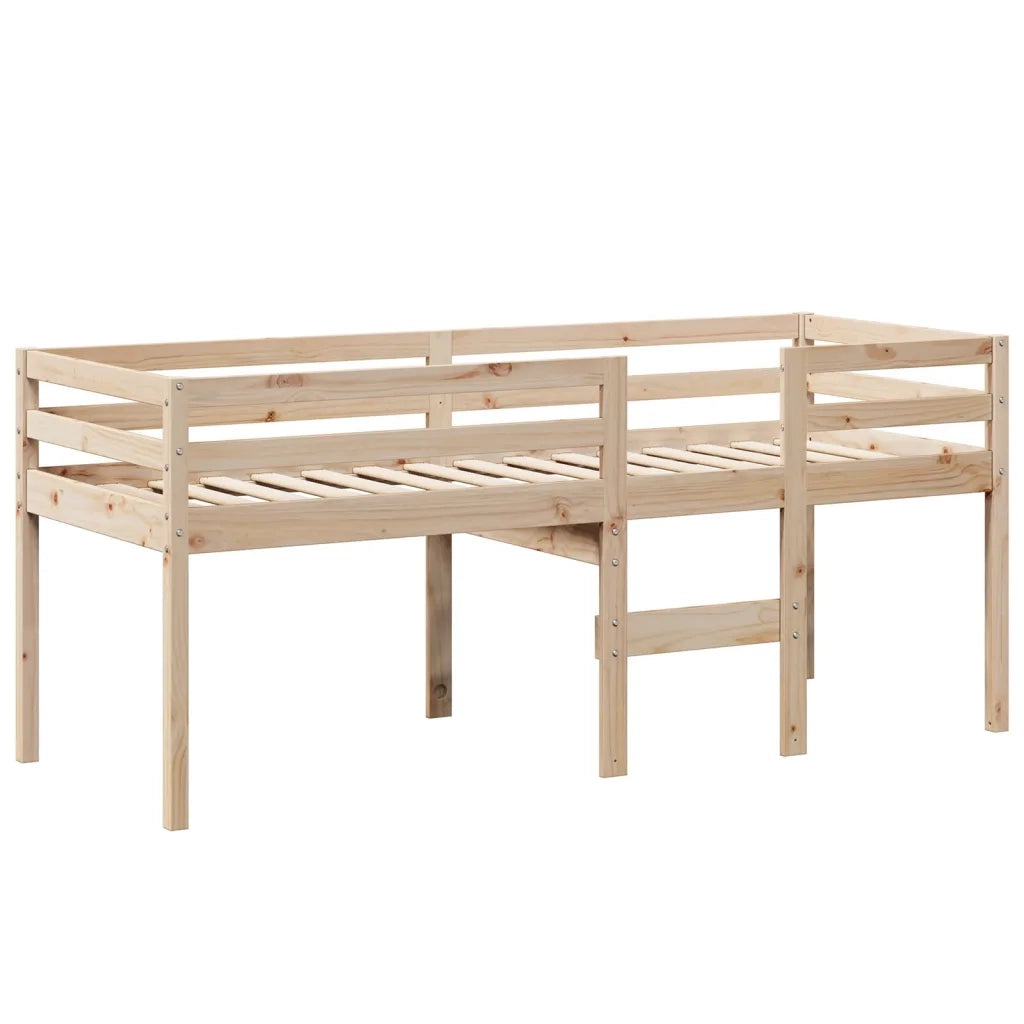 Letto a Soppalco con Tetto 80x200 cm in Legno di Pino