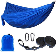 Hangmat da Campeggio - 270x140cm - Materassino Ultraleggero per Vacanze - Foderato Nylon Respiro - Con Due Cinturoni da 10ft - Sedia da Giardino per Esterno Accessori da Campeggio (Capacità 330lbs) - Blu