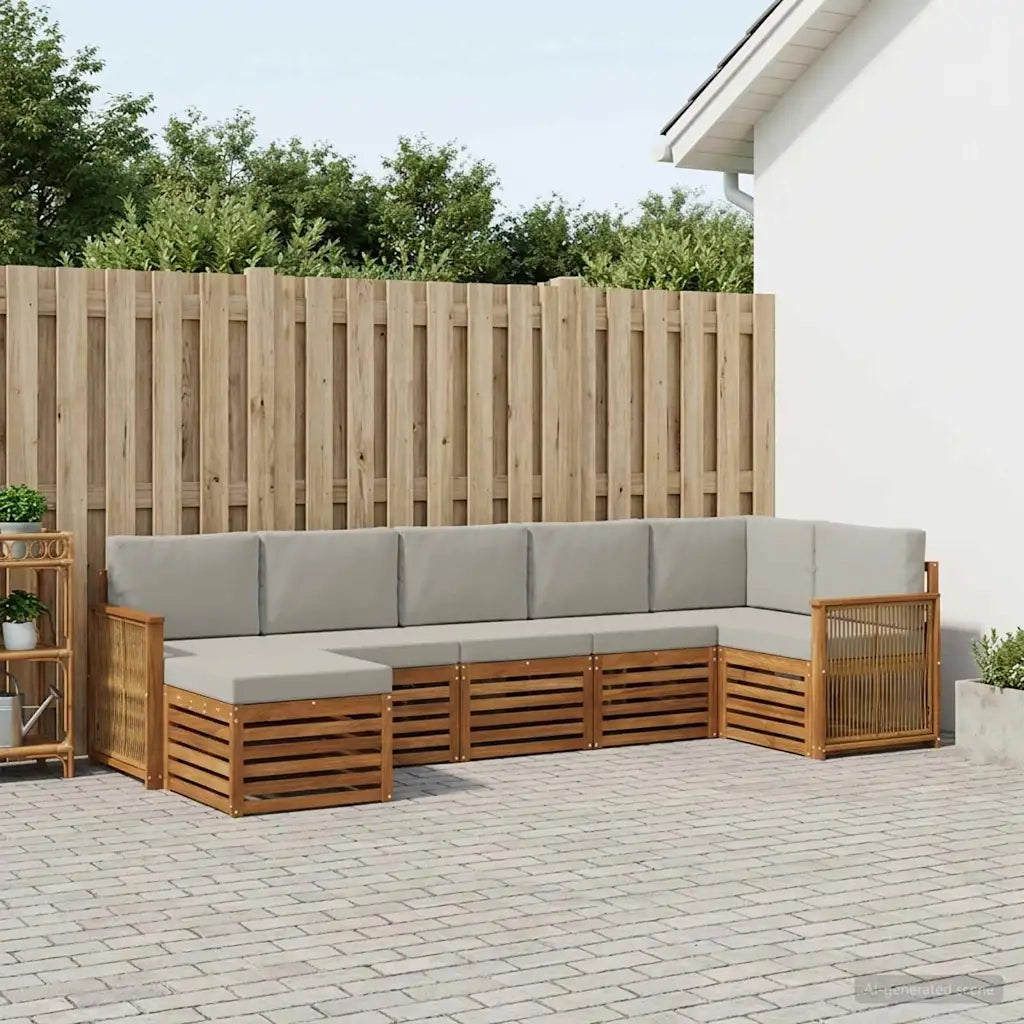 Set divano sezionale con cuscino 6 pcs Naturale e Grigio Chiaro 3384627