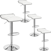 Sgabelli da Cucina/Bar Set di 4, Sedie da Bancone con Poggiapiedi, Altezza Regolabile, Girevoli a 360°, Rivestimenti in PU, Struttura in Metallo, Soggiorno, Bar, Caffè, Bianco