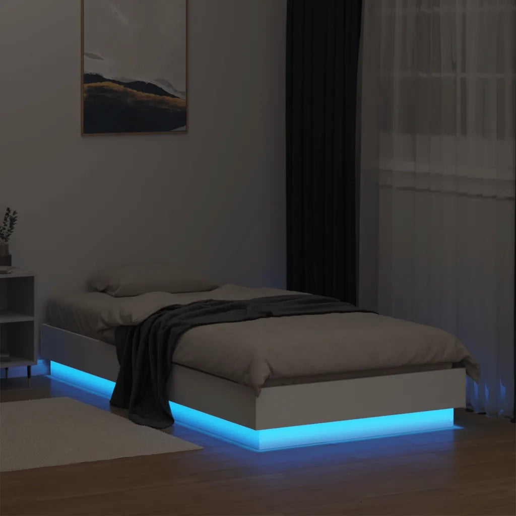 Letto singolo | Letto per adulti | Giroletto con LED Bianco 75x190 cm