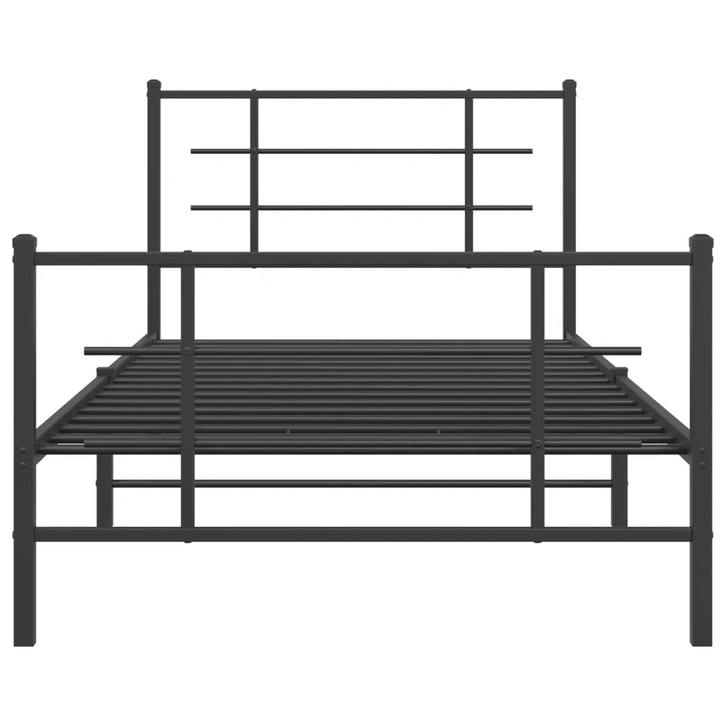Giroletto con Testiera e Pediera Metallo Nero 107x203 cm 355575
