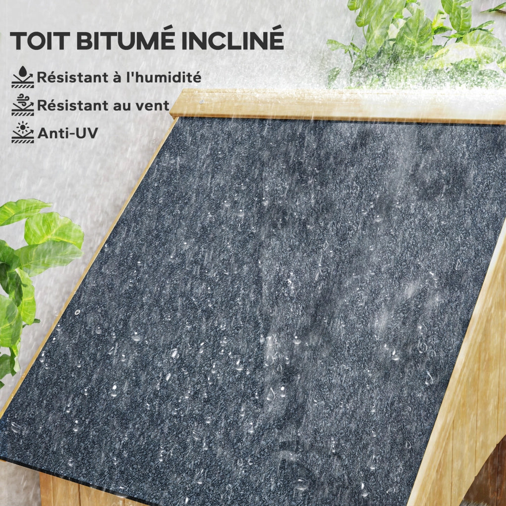 Armadio da giardino in legno con tetto bitumato e 3 ripiani ¨C zephmum ¨C 77.5x54.2x179.5 cm naturale