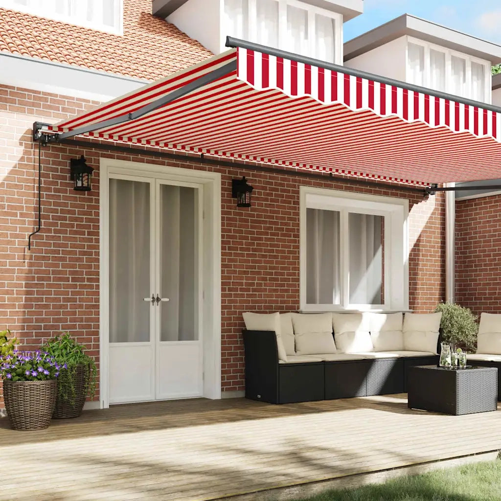 vidaXL Tenda Retrattile Striscia Rossa e Bianca 500x300 cm Tessuto