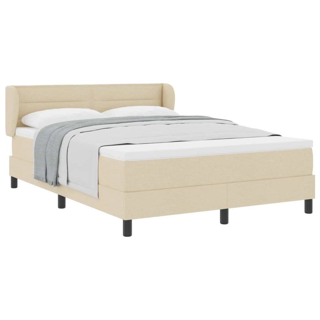 Letto a molle con materasso Crema 140 x 190 cm Tessuto 3339959
