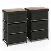 Set di 2 cassettiere 40 x 30 x 62 cm con 3 cassetti e struttura in metallo per un contenimento moderno in tessuto nero 20_0009849
