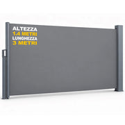 Tenda Sole Laterale Retrattile 1.4x3 Metri Telo Frangivista Avvolgibile Grigio