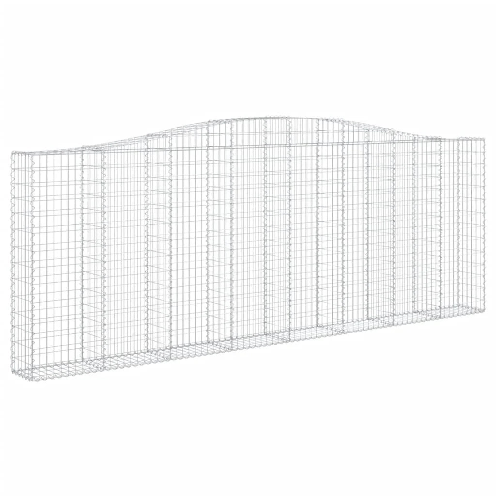 Cestini gabbioni recinzione a gabbia muro di contenimento ad arco 10 pezzi 400 x 30 x 140/160 cm ferro zincato argento 02_0040274