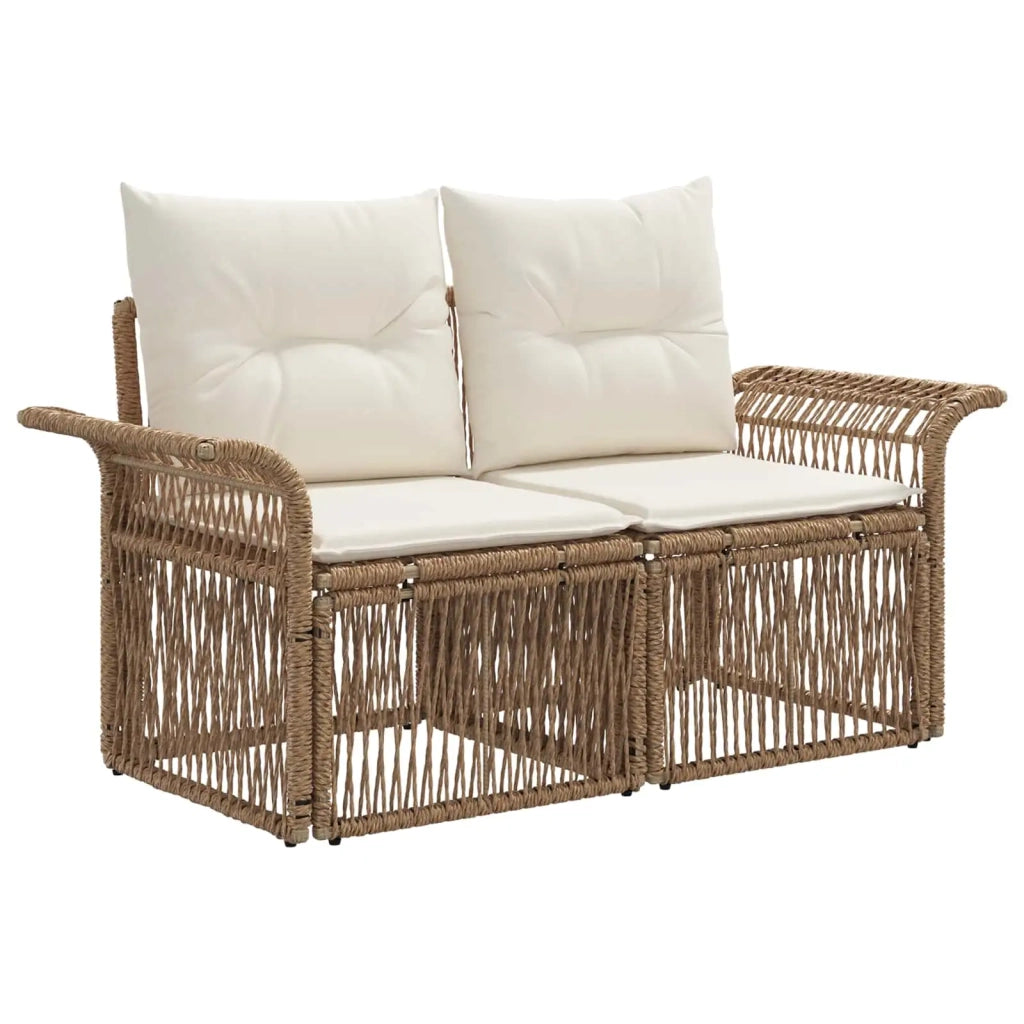 Set Divano da Giardino 14 pz Beige e Bianco Crema polyrattan 3436725