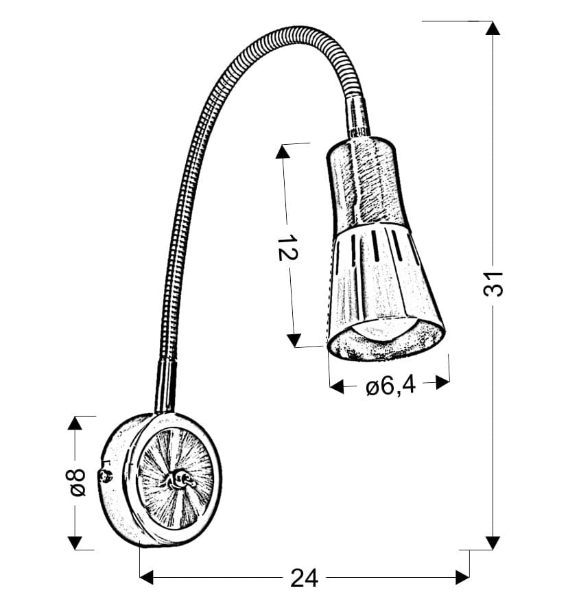 Applique Candellux Arena bianca E14 con interruttore