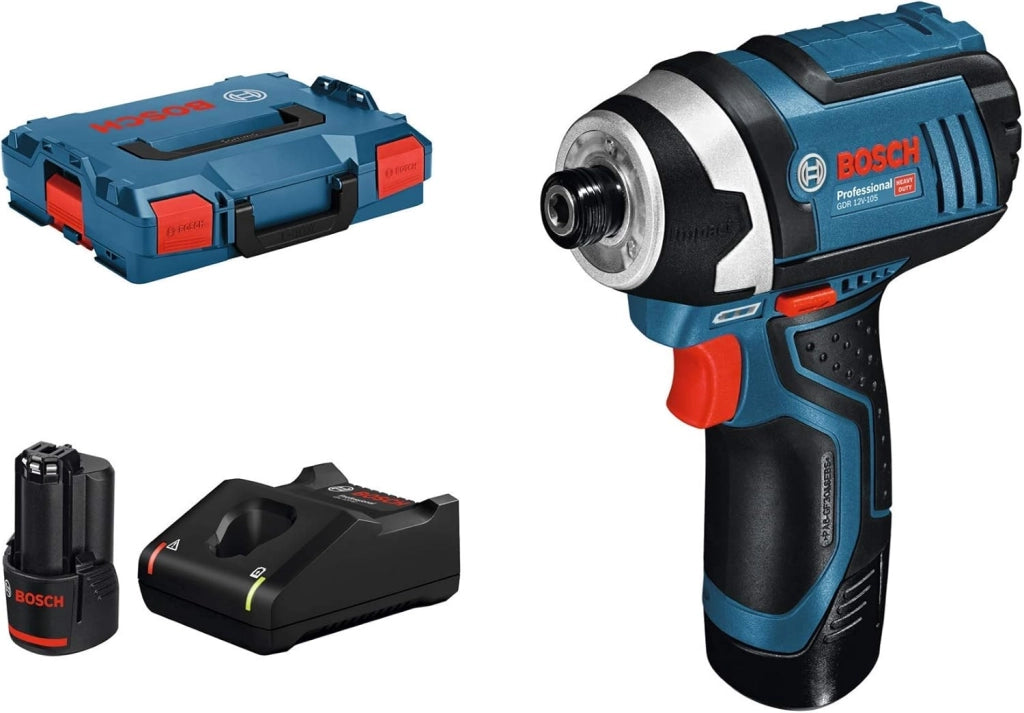 Bosch Professional 0 601 9A6 977 Avvitatore a Massa Battente a Batteria GDR 12V-105, 12 V, 2 x Batteria da 2.0 Ah, in L-Boxx, 250 volts