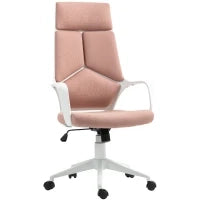 Sedia da Ufficio in Tessuto con Dondolo, Altezza Regolabile e Seduta Girevole, 63x63x117-127 cm, Rosa
