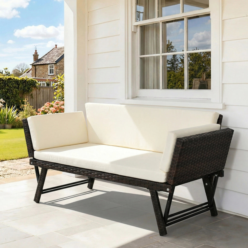 Divano da giardino 2 posti in polyrattan ¨C zephmum ¨C marrone 129x63x67 cm