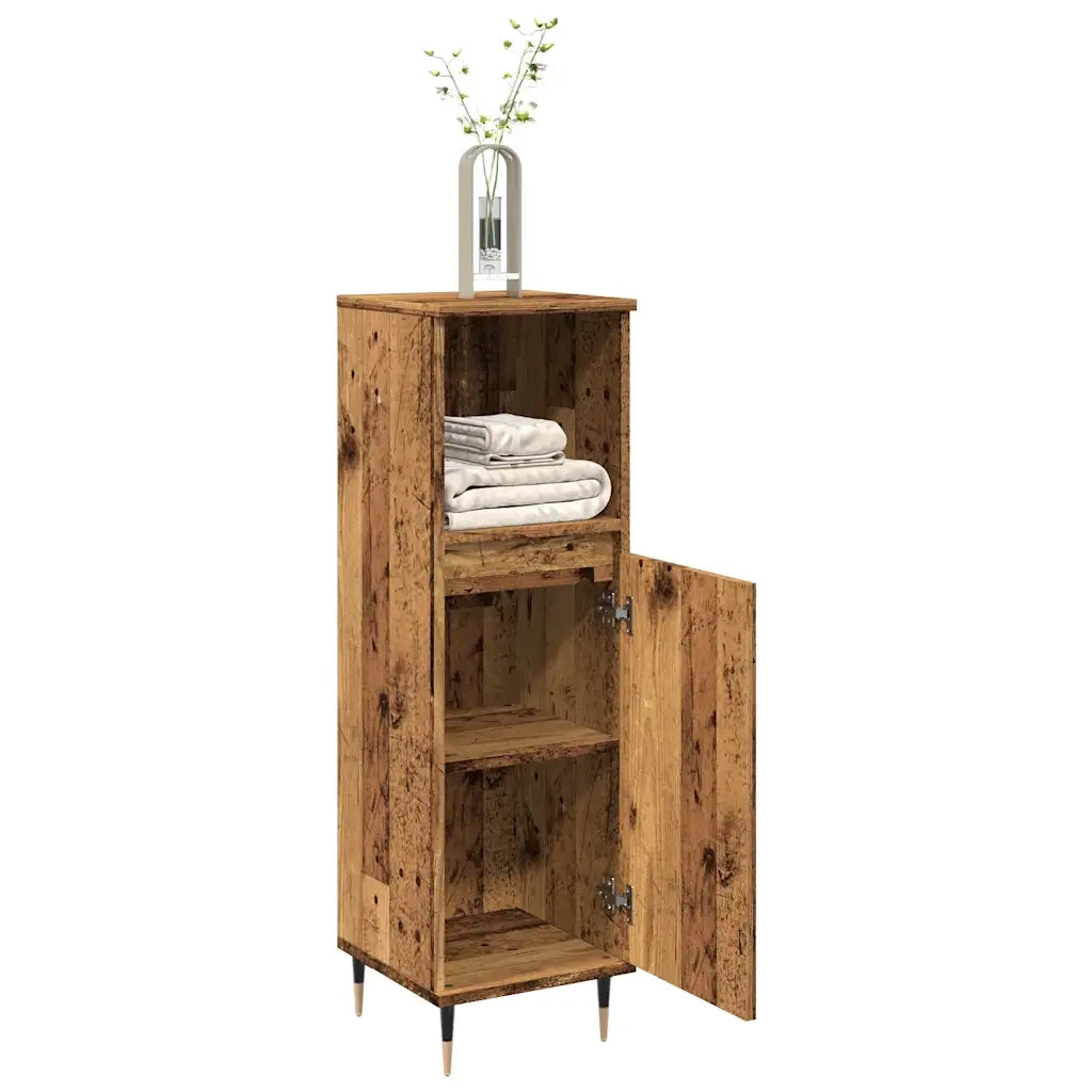 Armadietto da Bagno Legno Antico 30x30x100 cm in Truciolato 857205