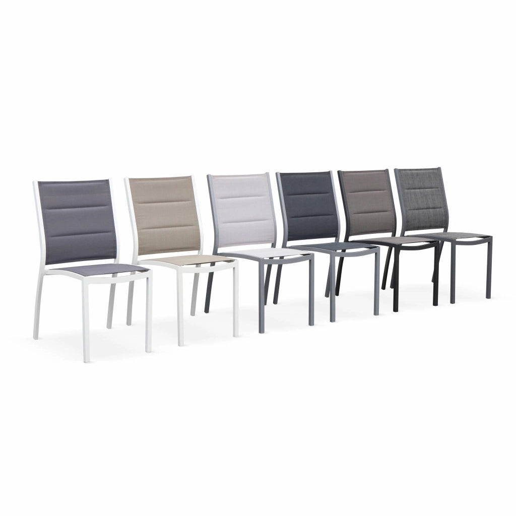 Set 2 sedie da giardino moderne in alluminio e textilene, grigio