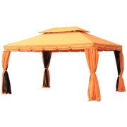 GAZEB LUSSUOSO DESIGN DOPPIA TETTOIA DA GIARDINO IDROREPELLENTE TESSUTO ANTIZANZARA 3X4 MT