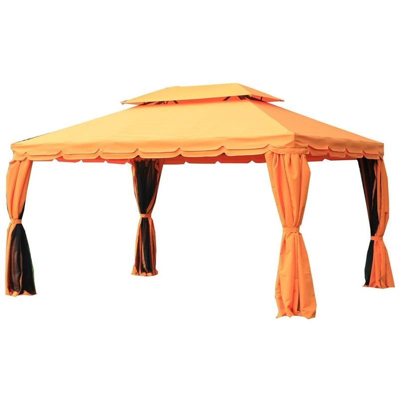 GAZEB LUSSUOSO DESIGN DOPPIA TETTOIA DA GIARDINO IDROREPELLENTE TESSUTO ANTIZANZARA 3X4 MT