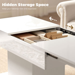 Tavolino da Caffè Estensibile 108-178.5x53x49 cm con Vano Contenitore Moderno Bianco Lucido